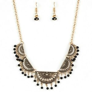 Brass necklace & earring set